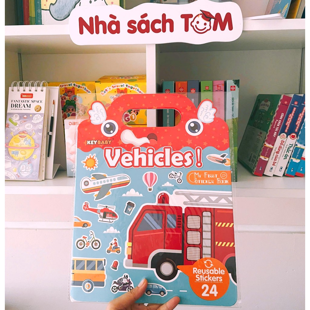 Sách dán sticker thạch Keybaby, đồ chơi bóc dán không rách dùng được nhiều lần