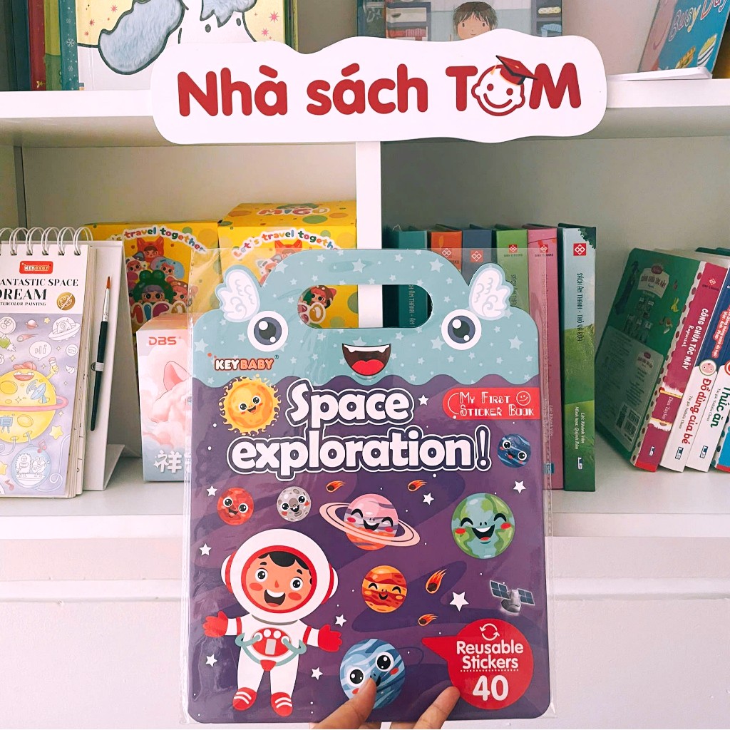 Sách dán sticker thạch Keybaby, đồ chơi bóc dán không rách dùng được nhiều lần
