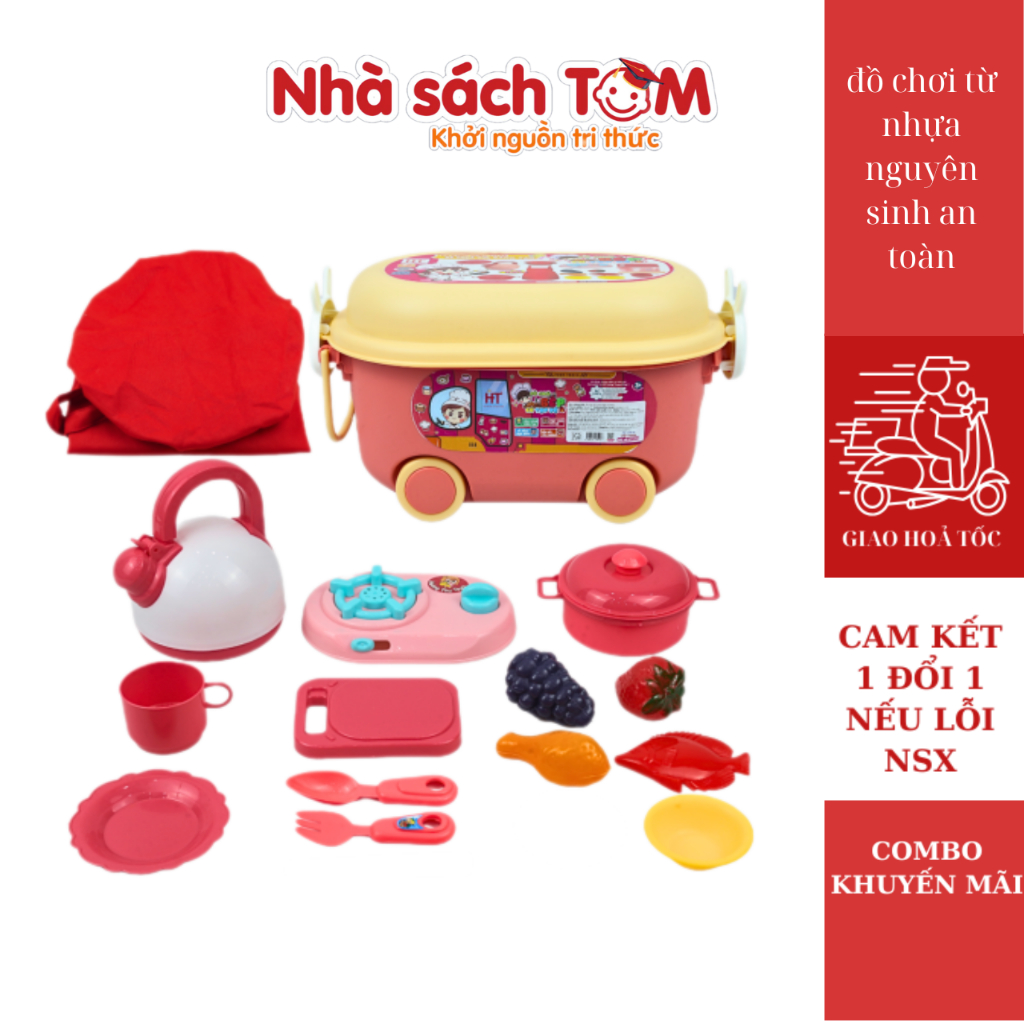 Bộ đồ chơi nấu ăn cho bé,Hoàng Thu, đồ chơi nhà bếp an toàn cho bé từ 3 tuổi bằng nhựa nguyên sinh