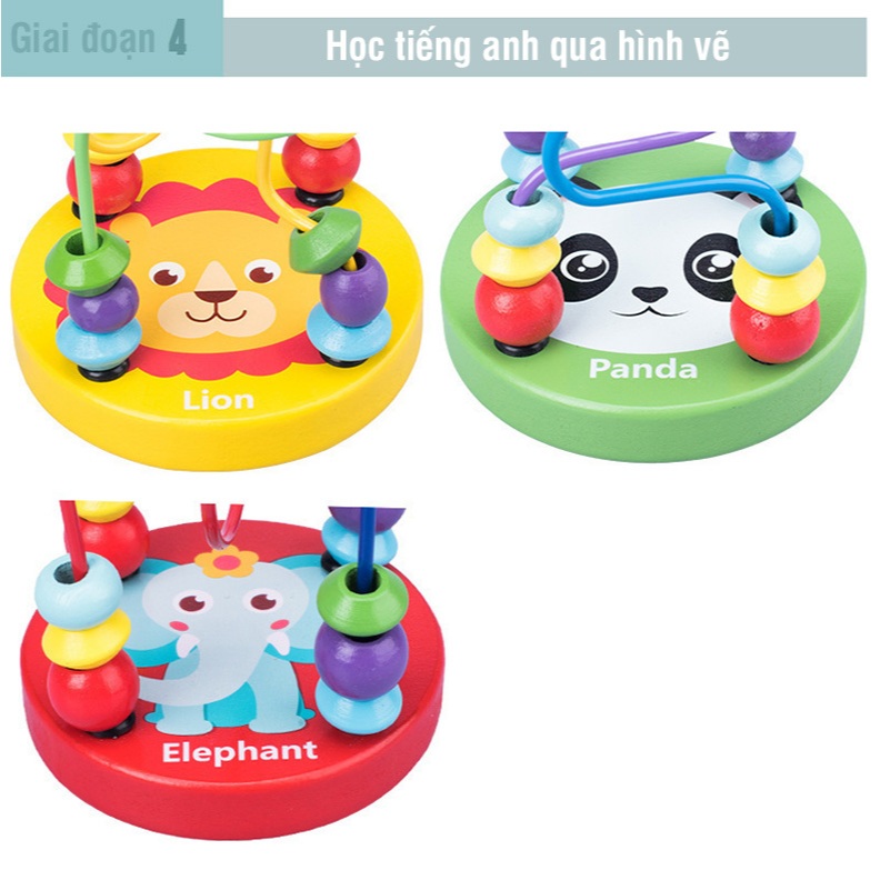 Đồ chơi giáo dục thông minh luồn hạt bằng gỗ, đồ chơi Montessori giúp bé phát triển trí tuệ