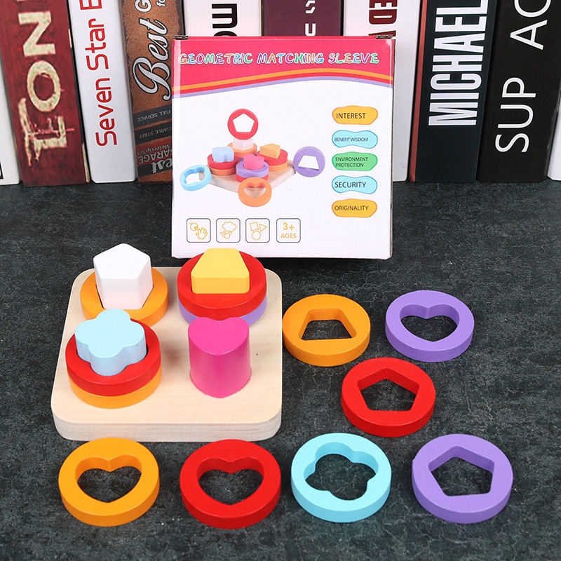 Đồ chơi giáo dục thông minh thả hình khối cọc gỗ, đồ chơi Montessori giúp bé phát triển trí tuệ