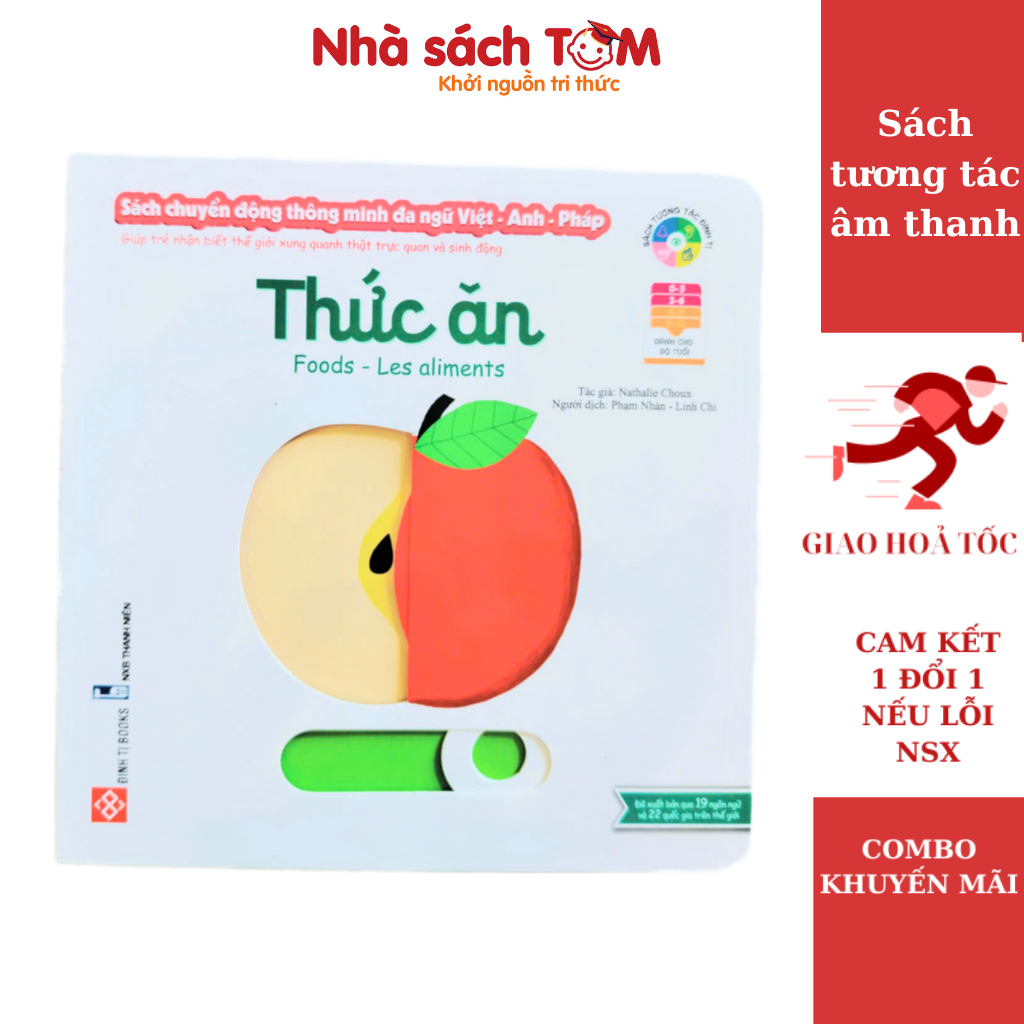 Sách chuyển động thông minh đa ngữ Việt-Anh-Pháp - Thức ăn