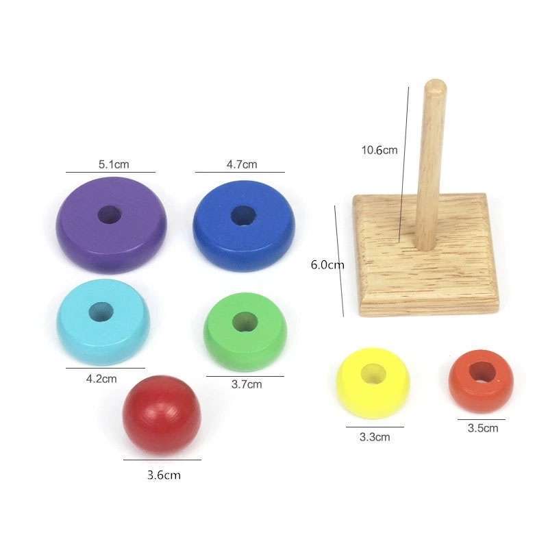 Đồ chơi giáo dục thông minh, tháp cầu vồng bằng gỗ, đồ chơi Montessori giúp bé phát triển trí tuệ