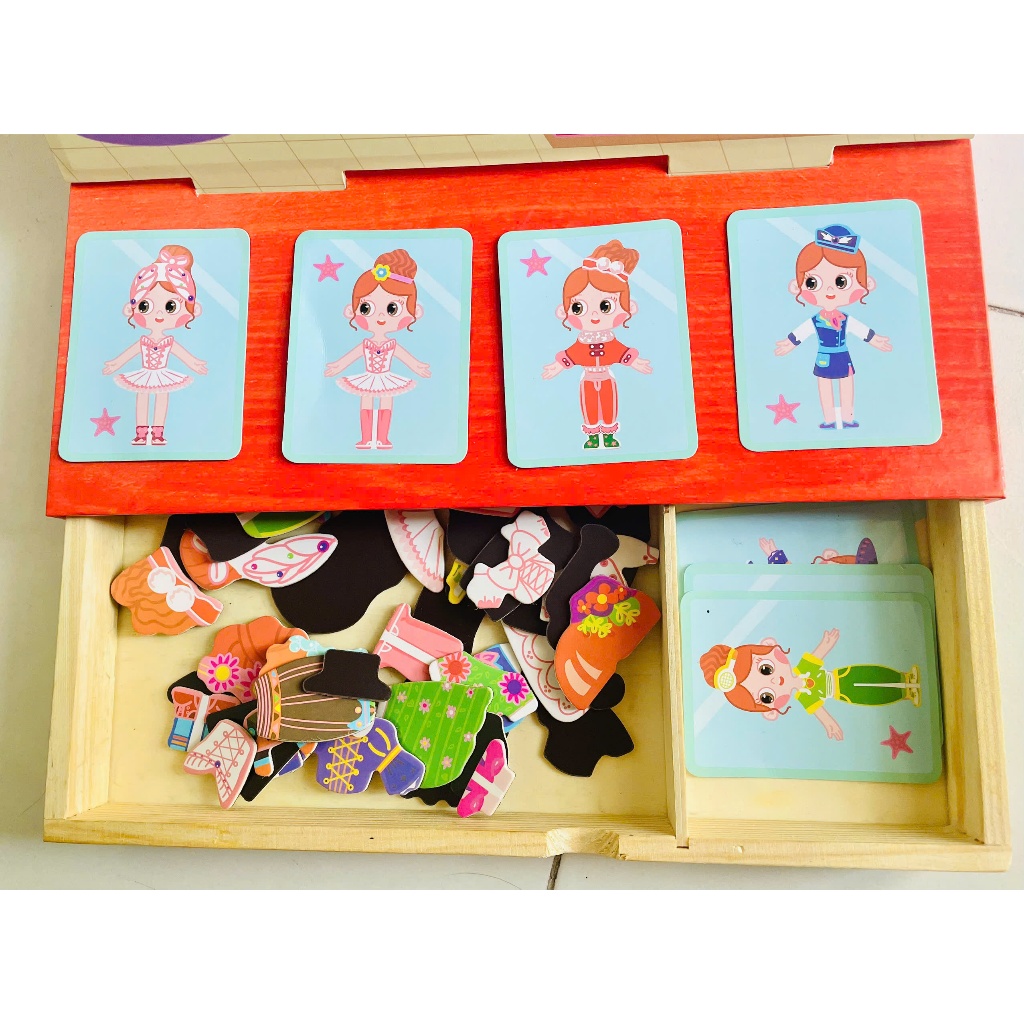 Đồ chơi búp bê nam châm thay đồ cho bé gái, đồ chơi Montessori phát triển trí tuệ cho bé từ 3 tuổi