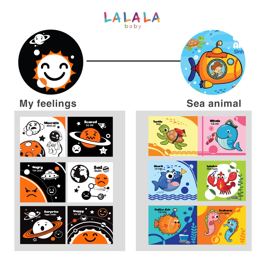Đồ chơi sách vải song ngữ kích thích đa giác quan cho bé từ 0-3 tuổi - Lalala baby