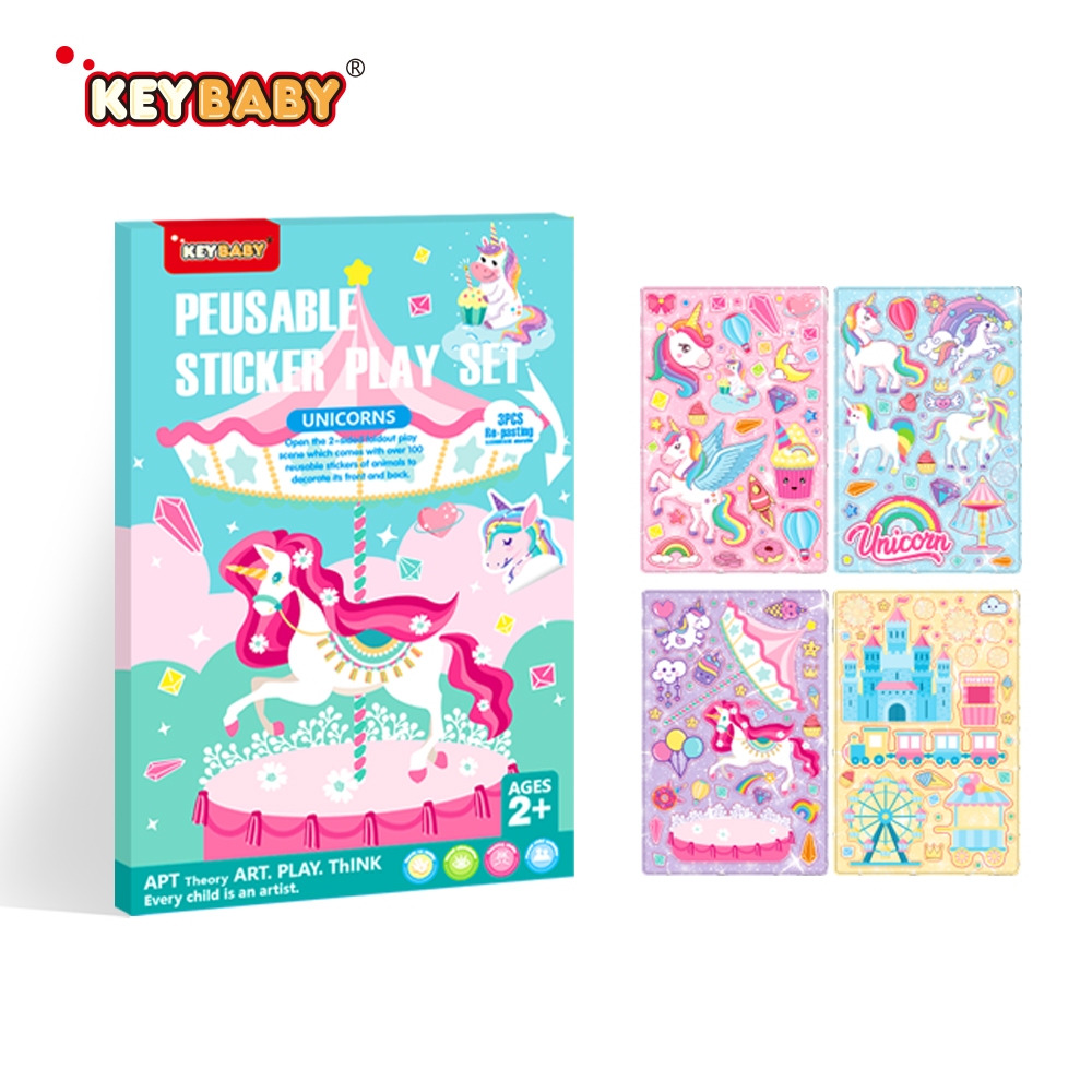 Quyển sticker Keybaby sách dán hình cho bé dùng được nhiều lần không rách