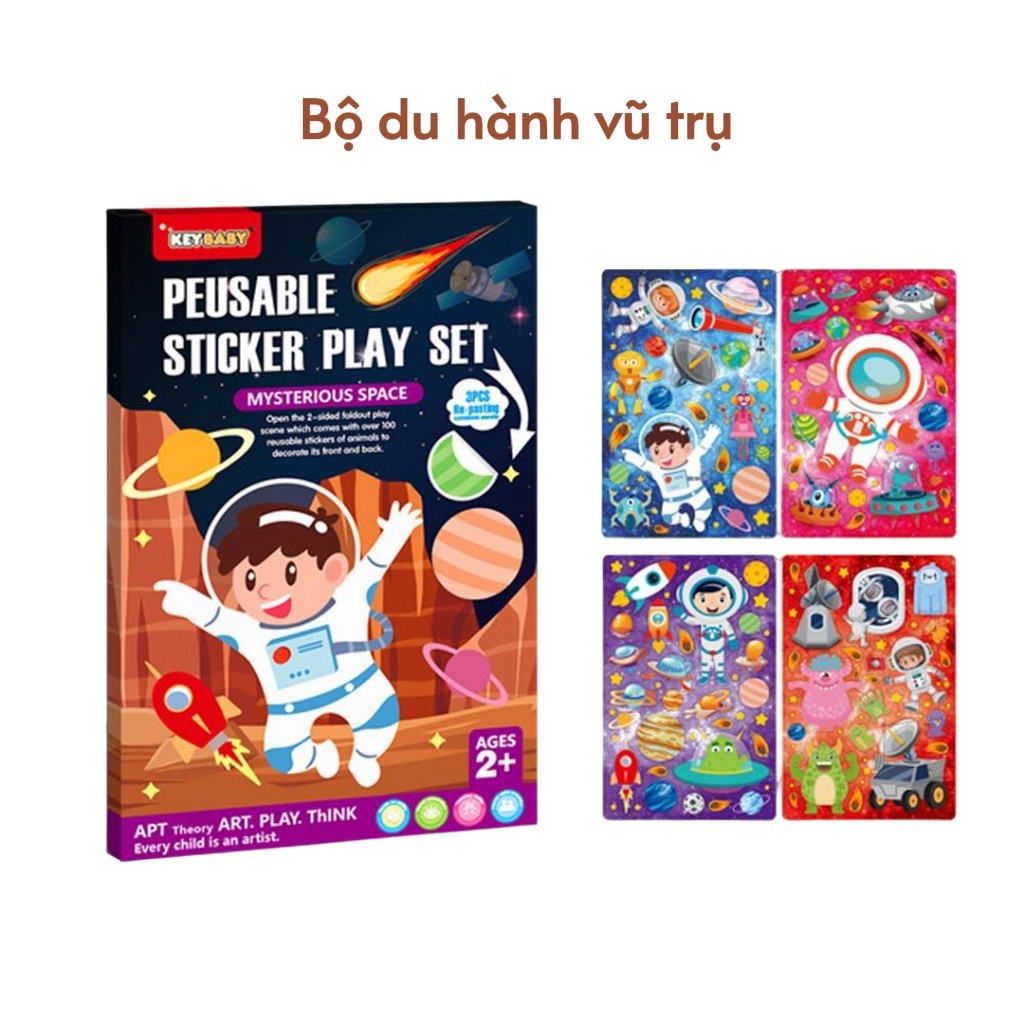 Quyển sticker Keybaby sách dán hình cho bé dùng được nhiều lần không rách