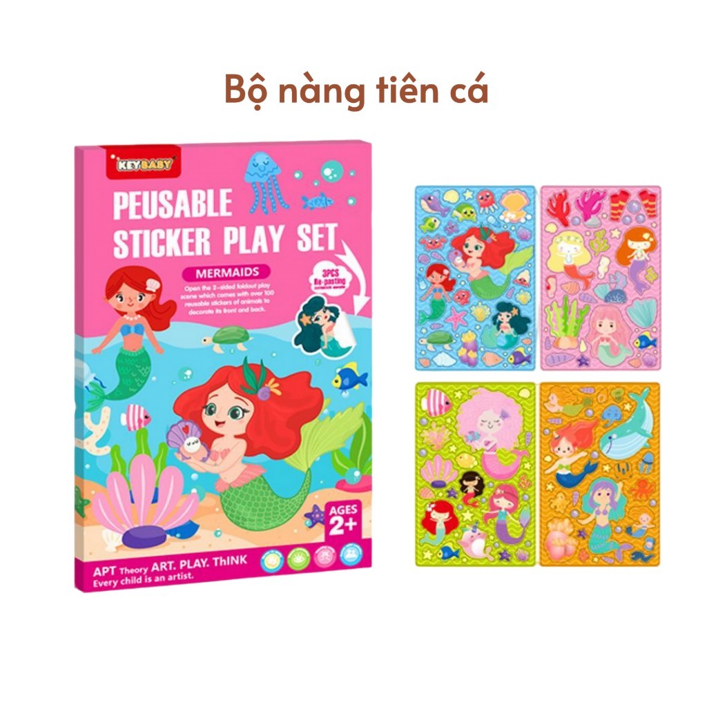 Quyển sticker Keybaby sách dán hình cho bé dùng được nhiều lần không rách