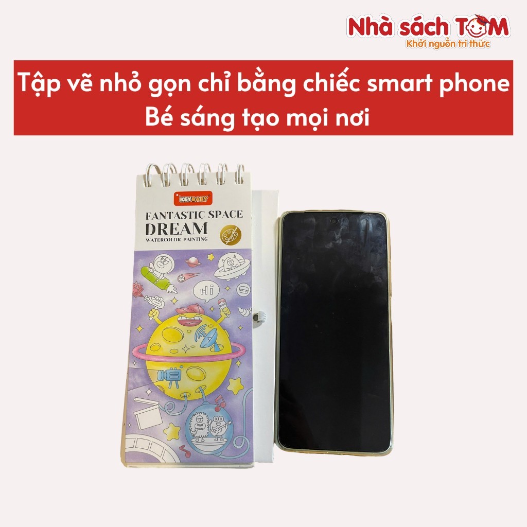 Tập tranh vẽ màu nước Keybaby tranh màu nước nén kèm cọ 24 trang kích thước 8x19cm