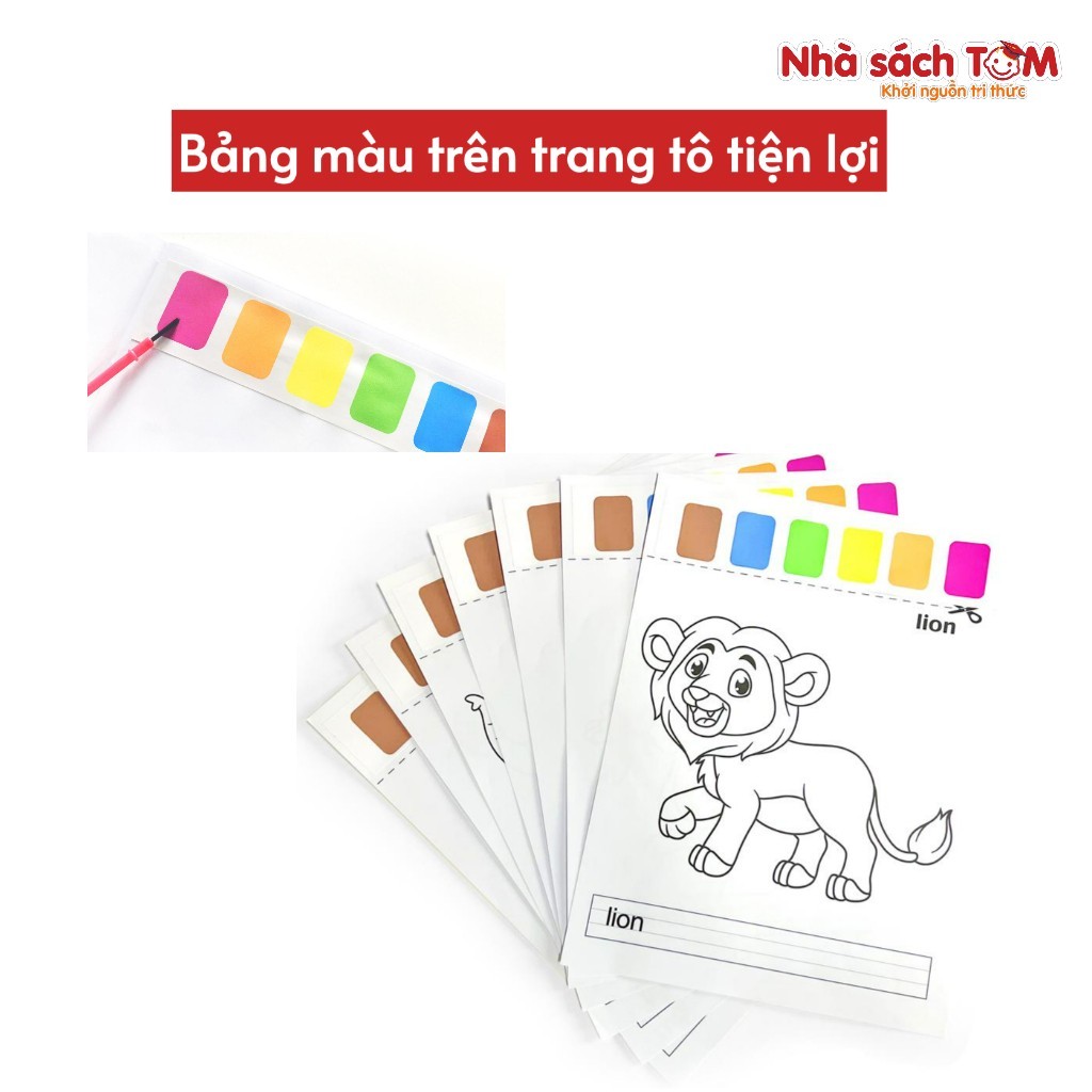 Bộ tranh tô màu Keybaby tranh tô màu nước cho bé dạng nén kèm màu và cọ