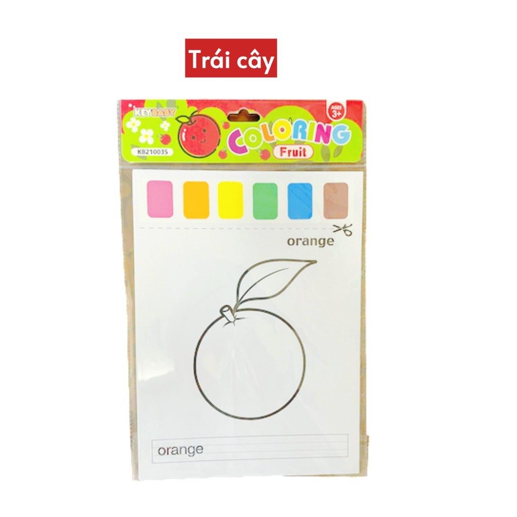 Bộ tranh tô màu Keybaby tranh tô màu nước cho bé dạng nén kèm màu và cọ