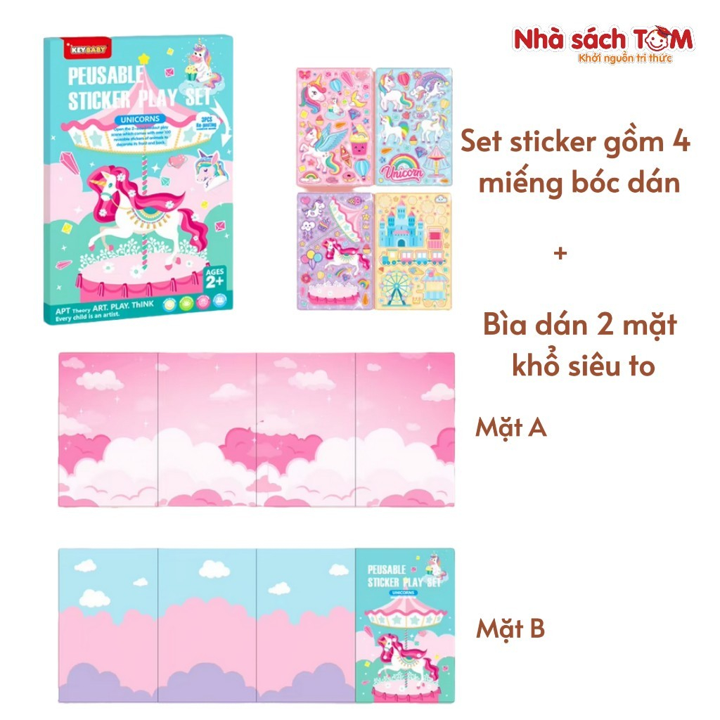 Quyển sticker Keybaby sách dán hình cho bé dùng được nhiều lần không rách