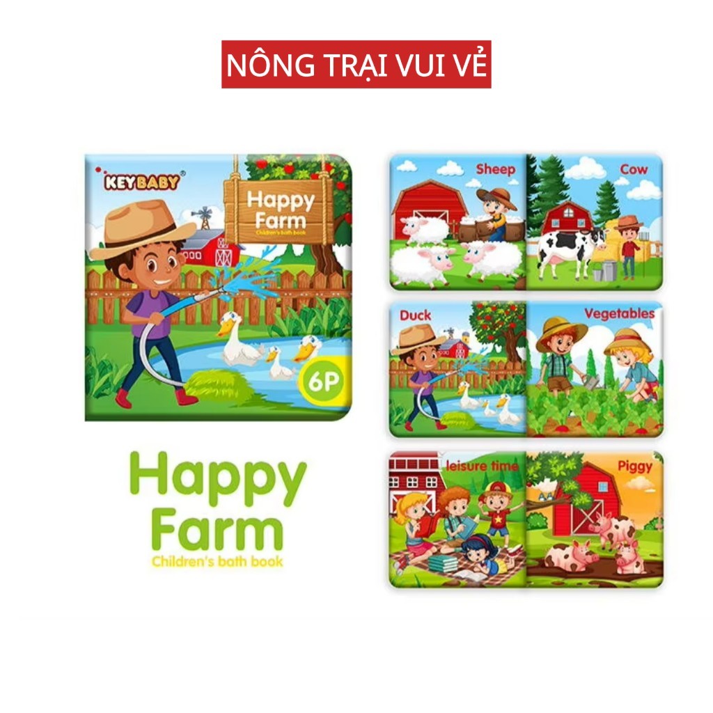 Sách vải Montessori Keybaby đồ chơi giáo dục sớm cho trẻ từ 3 tháng tuổi sách vải không thấm nước
