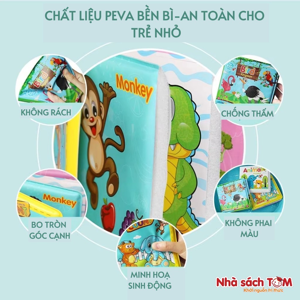 Sách vải Montessori Keybaby đồ chơi giáo dục sớm cho trẻ từ 3 tháng tuổi sách vải không thấm nước