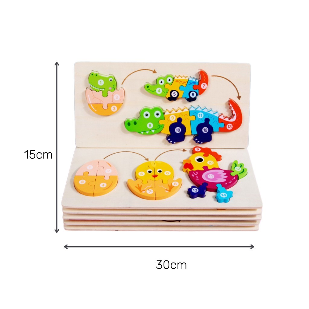 Đồ chơi tranh ghép hình 3D bộ xếp hình gỗ cho bé từ 3 tuổi