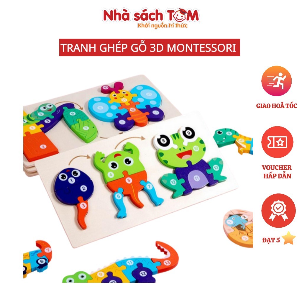 Đồ chơi tranh ghép hình 3D bộ xếp hình gỗ cho bé từ 3 tuổi