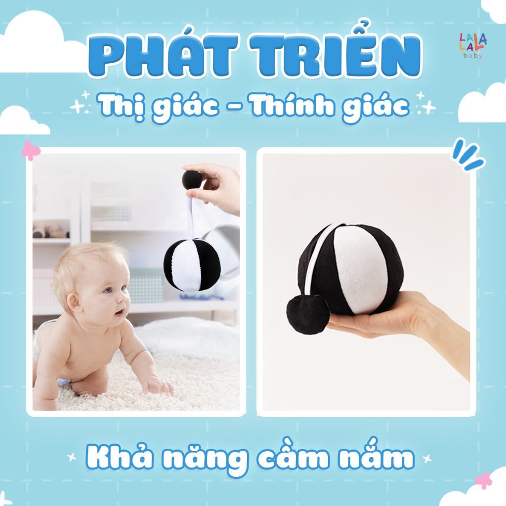 Đồ chơi bóng vải lục lạc và bóp chít chít Lalala Baby kích thích giác quan cho bé từ 0-12 tháng, Nhà sách Tom