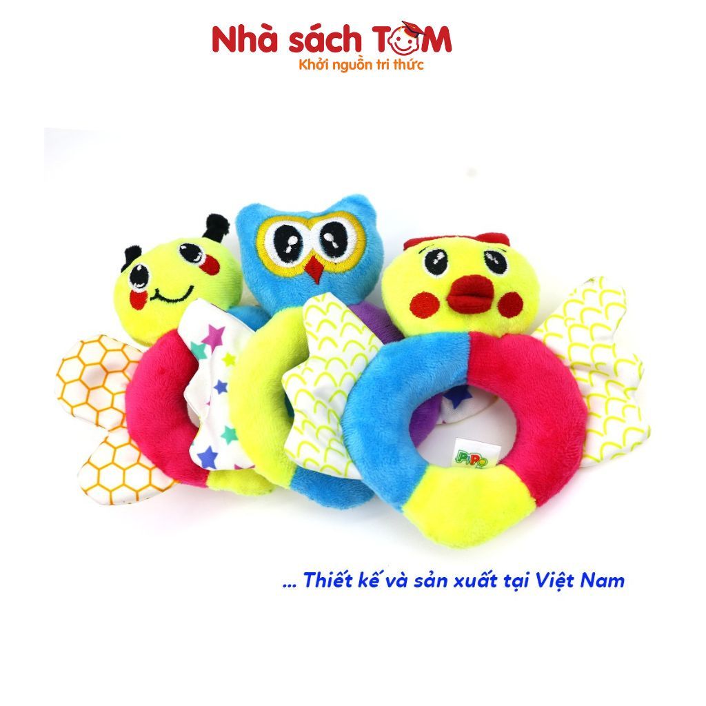 Đồ chơi lục lạc vải cầm tay con vật tròn Pipovietnam kích thích đa giác quan dành cho trẻ từ 0-3 tuổi