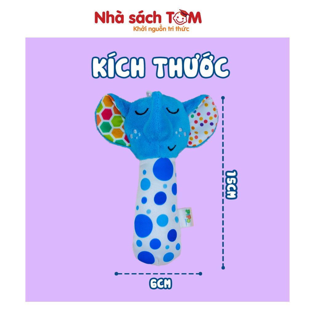 Đồ chơi lục lạc vải cầm tay con vật Pipovietnam kích thích đa giác quan dành cho trẻ từ 0-3 tuổi