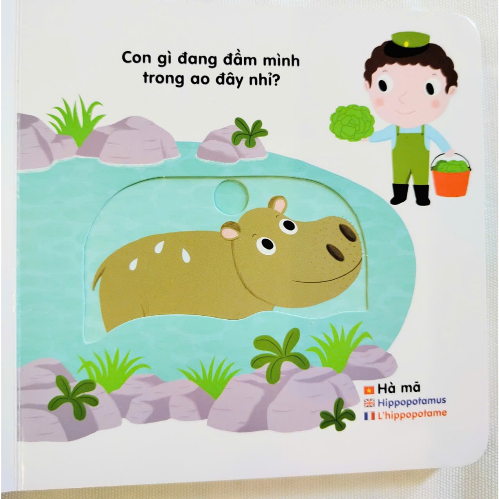 Sách chuyển động thông minh đa ngữ Việt-Anh-Pháp - Vườn thú