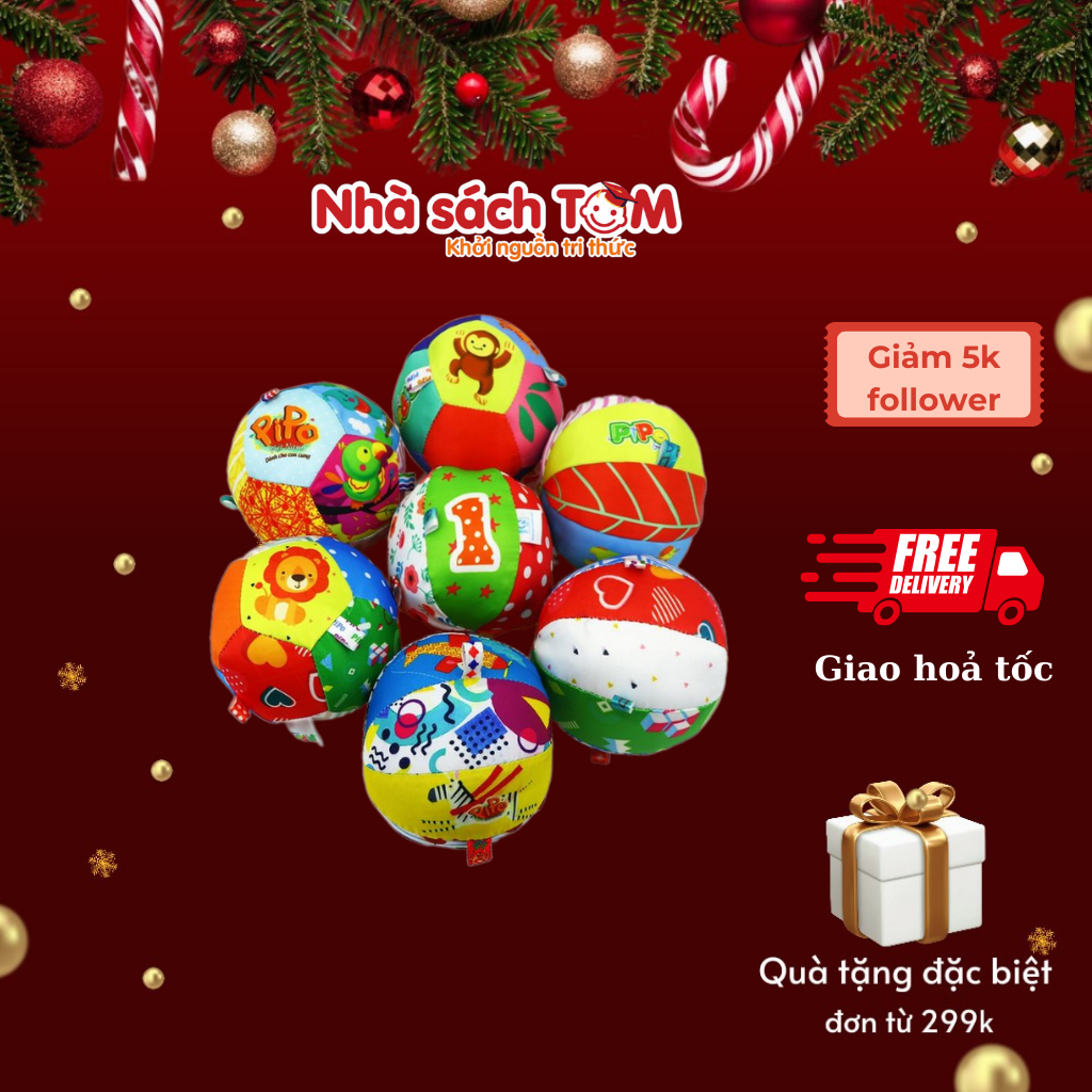 Đồ chơi bóng vải 12 múi lục lạc Pipovietnam kích thích đa giác quan dành cho bé từ 0-6 tuổi
