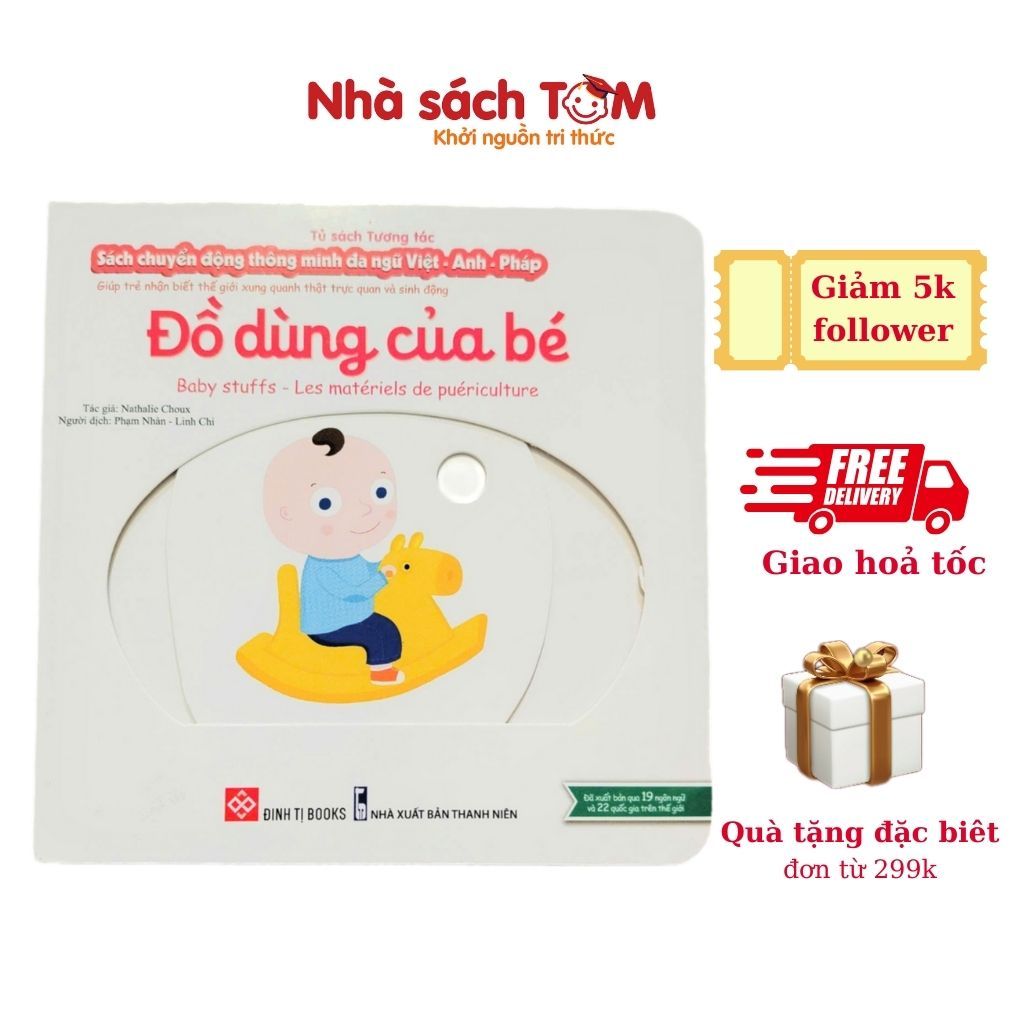 Sách chuyển động thông minh đa ngữ Việt-Anh-Pháp - Đồ dùng của bé