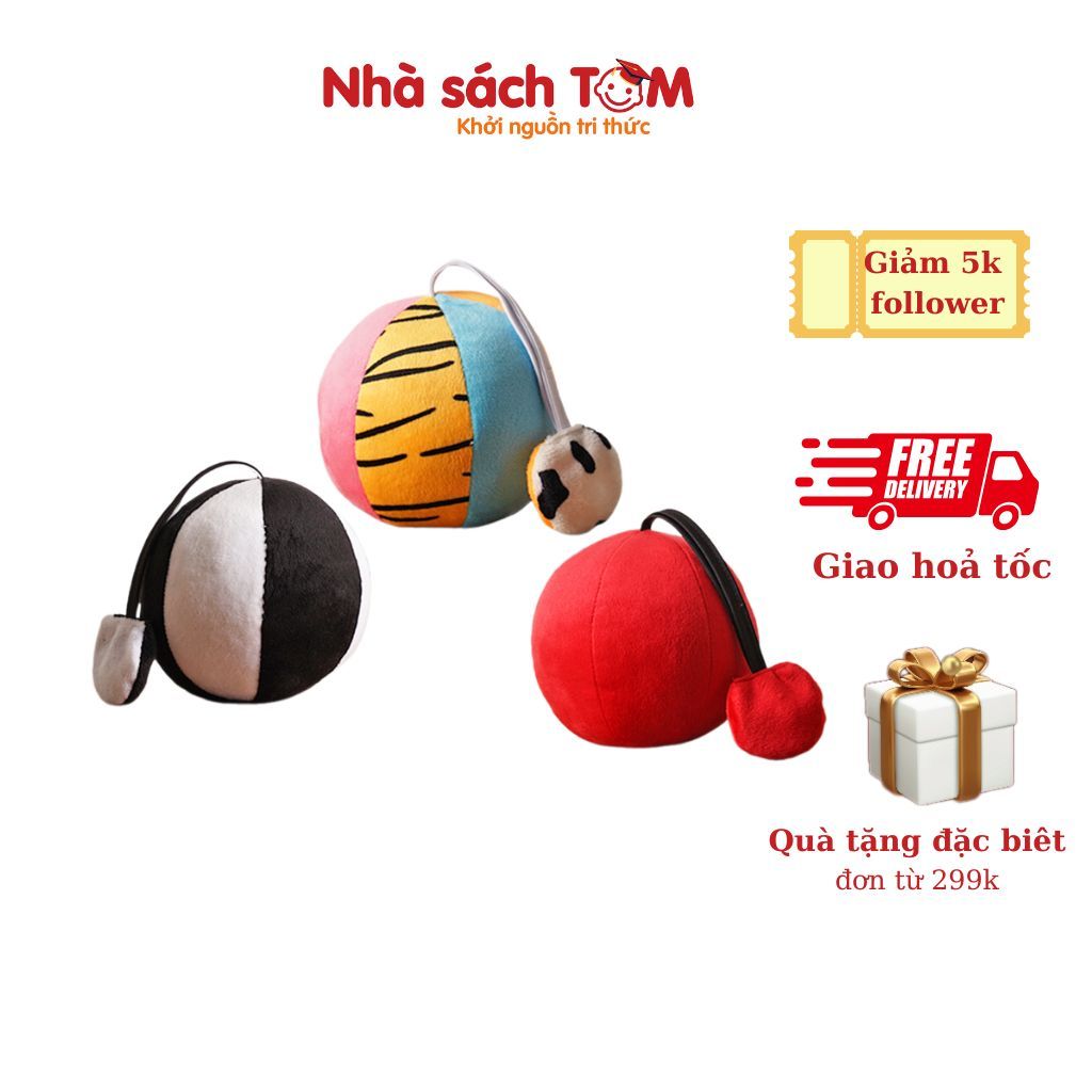 Đồ chơi bóng vải lục lạc và bóp chít chít Lalala Baby kích thích giác quan cho bé từ 0-12 tháng, Nhà sách Tom
