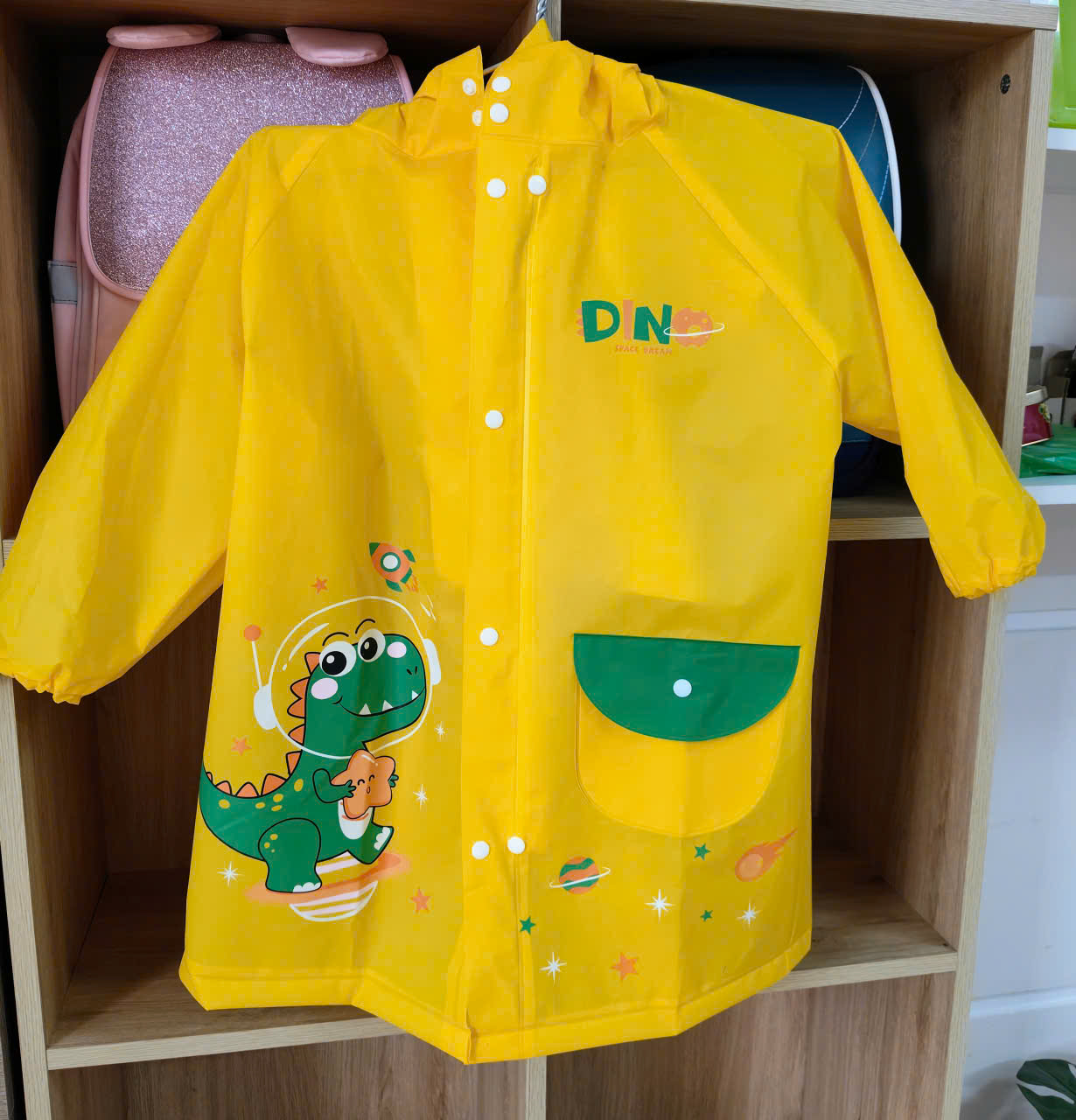 Áo mưa trẻ em chống nước cao cấp có khoá kéo, Nhà sách Tom, áo mưa cho bé thiết kế đeo balo được