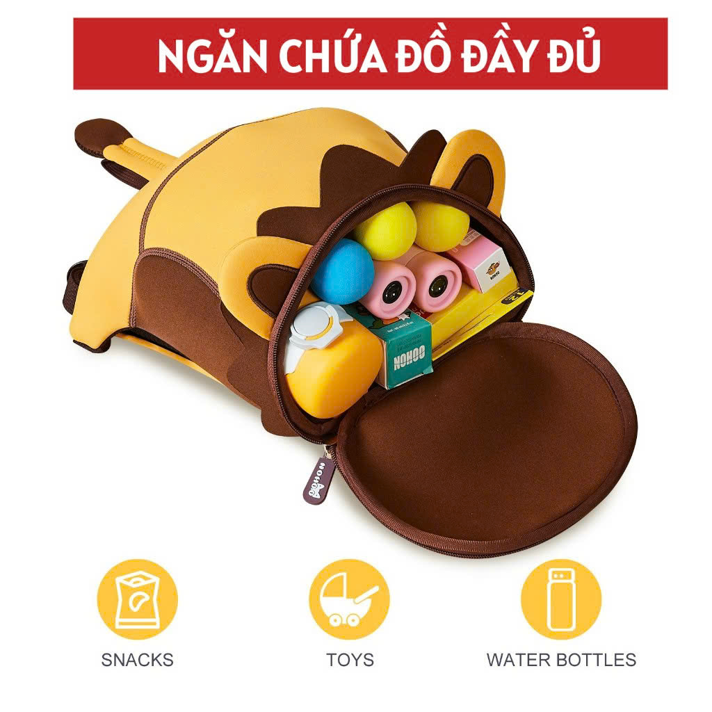 Balo mẫu giáo chống lạc Nohoo chính hãng siêu nhẹ hình thú dễ thương cho bé từ 2-6 tuổi- KimChi Kids-NHB053