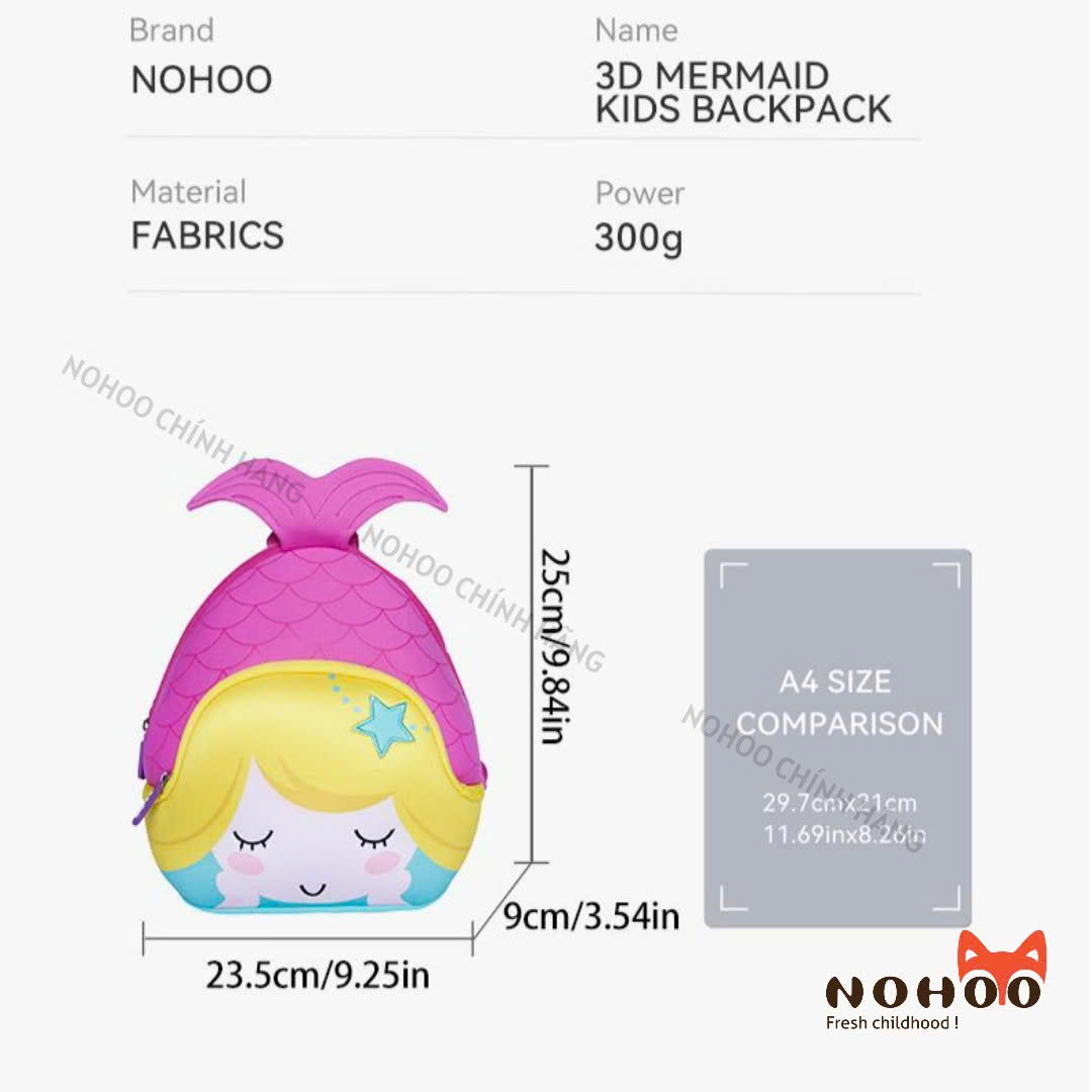 Balo mẫu giáo Nohoo chính hãng siêu nhẹ hình thú dễ thương cho bé từ 2-6 tuổi NHB046