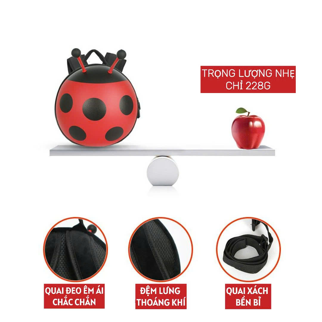 Balo chống lạc hình bọ 3D Supercute cho bé 1–5 tuổi, balo trẻ em dễ thương, nhẹ, phù hợp bé mẫu giáo