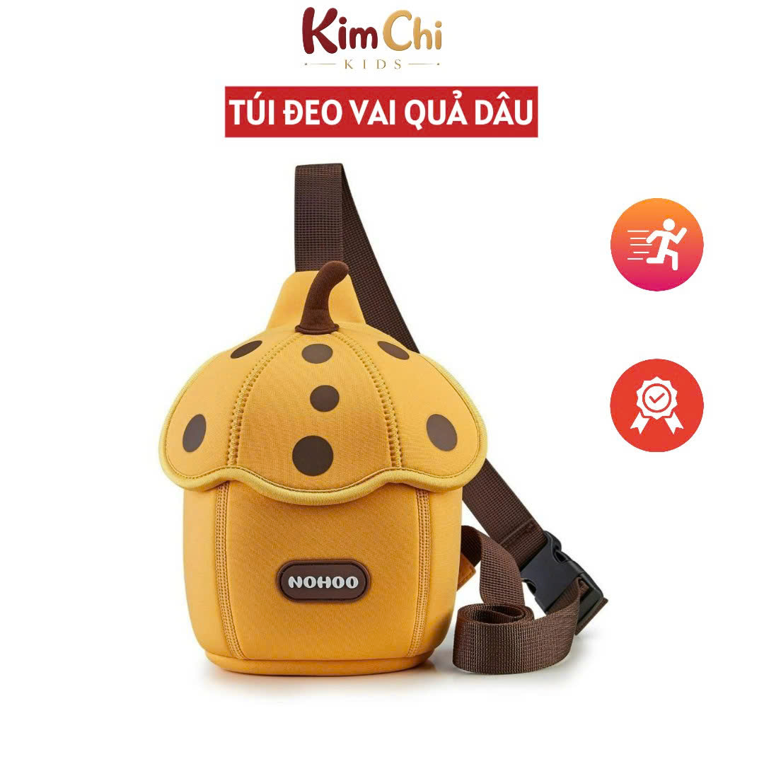 Túi đeo chéo, túi đeo vai trái dâu màu vàng Nohoo cho bé, túi mini dễ thương, nhẹ, phù hợp bé đi chơi hằng ngày NHK016-1