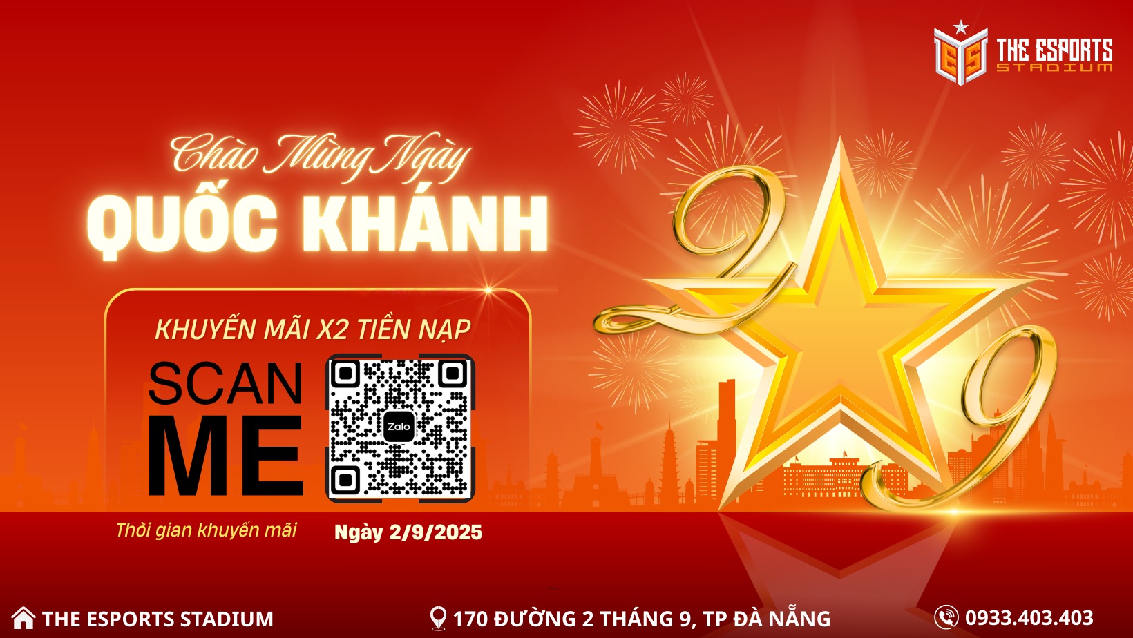 🔥🇻🇳 THE ESPORTS ƯU ĐÃI KHỦNG – X2 TIỀN NẠP MỪNG QUỐC KHÁNH 2/9 🇻🇳🔥