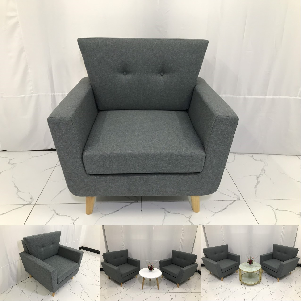 sofa đơn xám đậm
