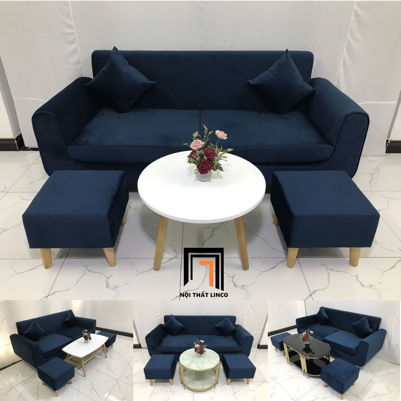 set ghế sofa xanh đậm