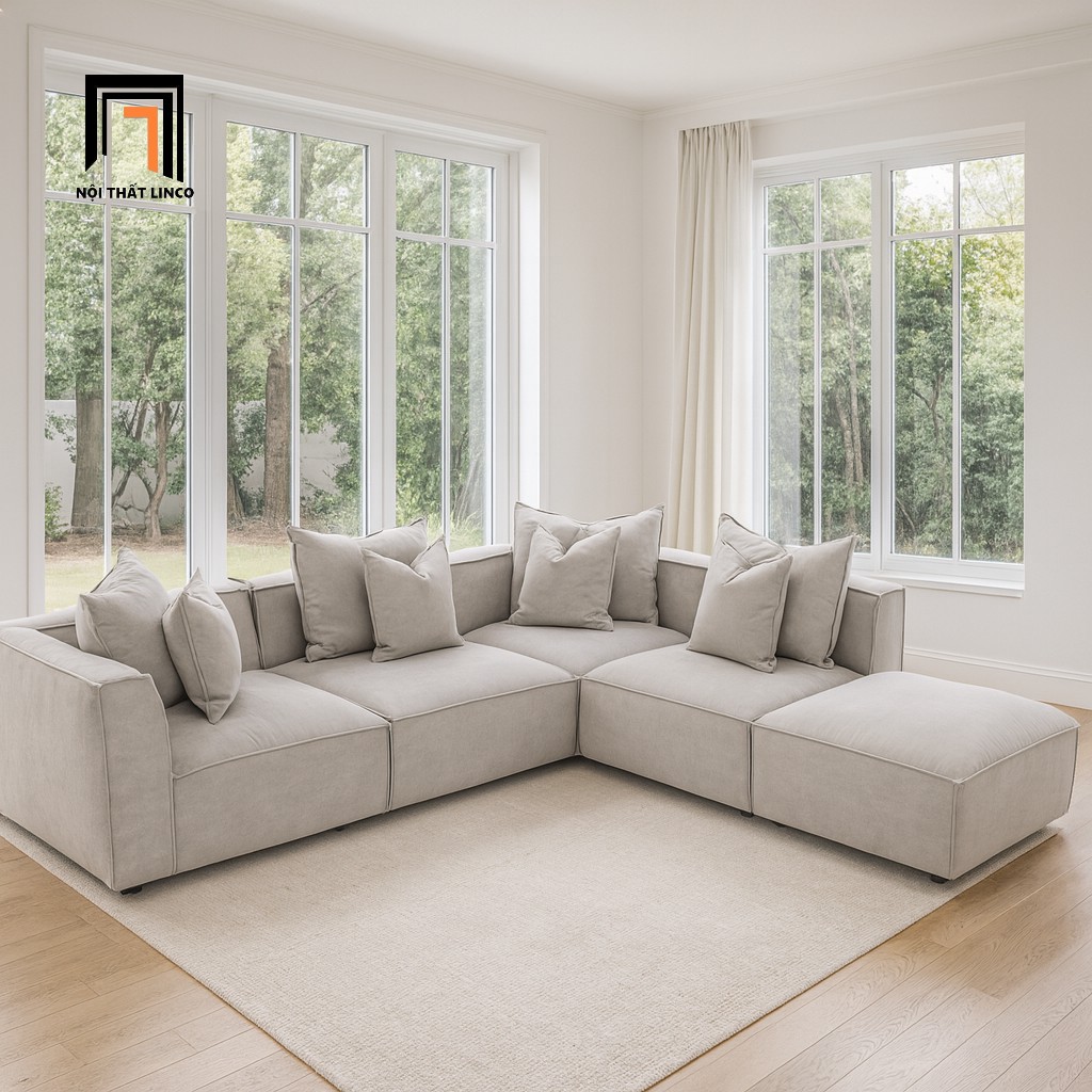 sofa góc xám vải nỉ