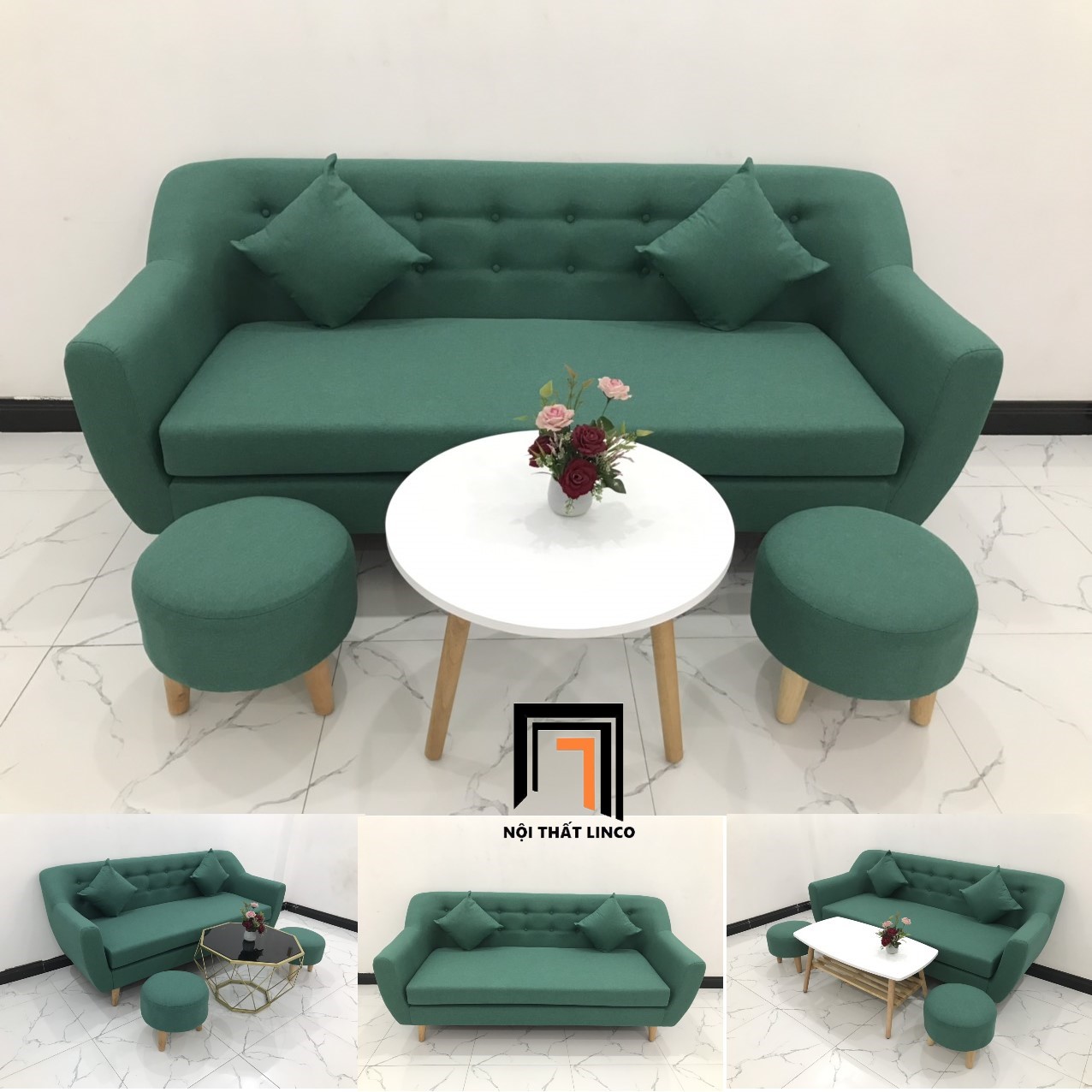 bộ ghế sofa xanh ngọc