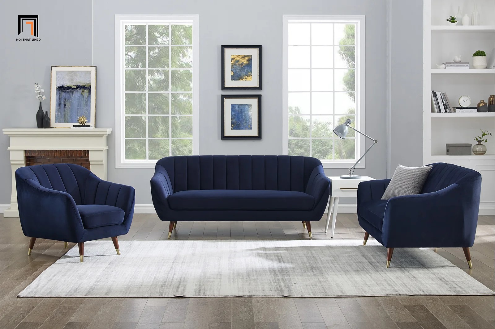 bộ ghế sofa xanh đậm