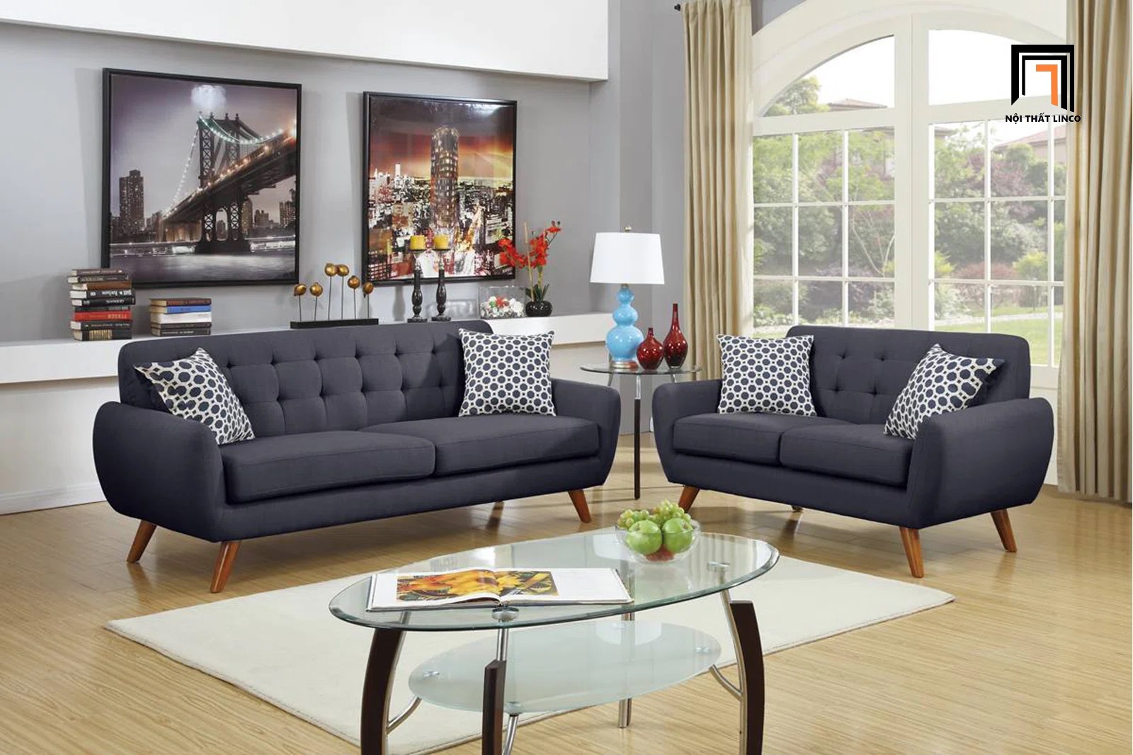 bộ ghế sofa xám đen