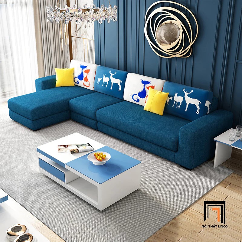 sofa góc xanh đậm