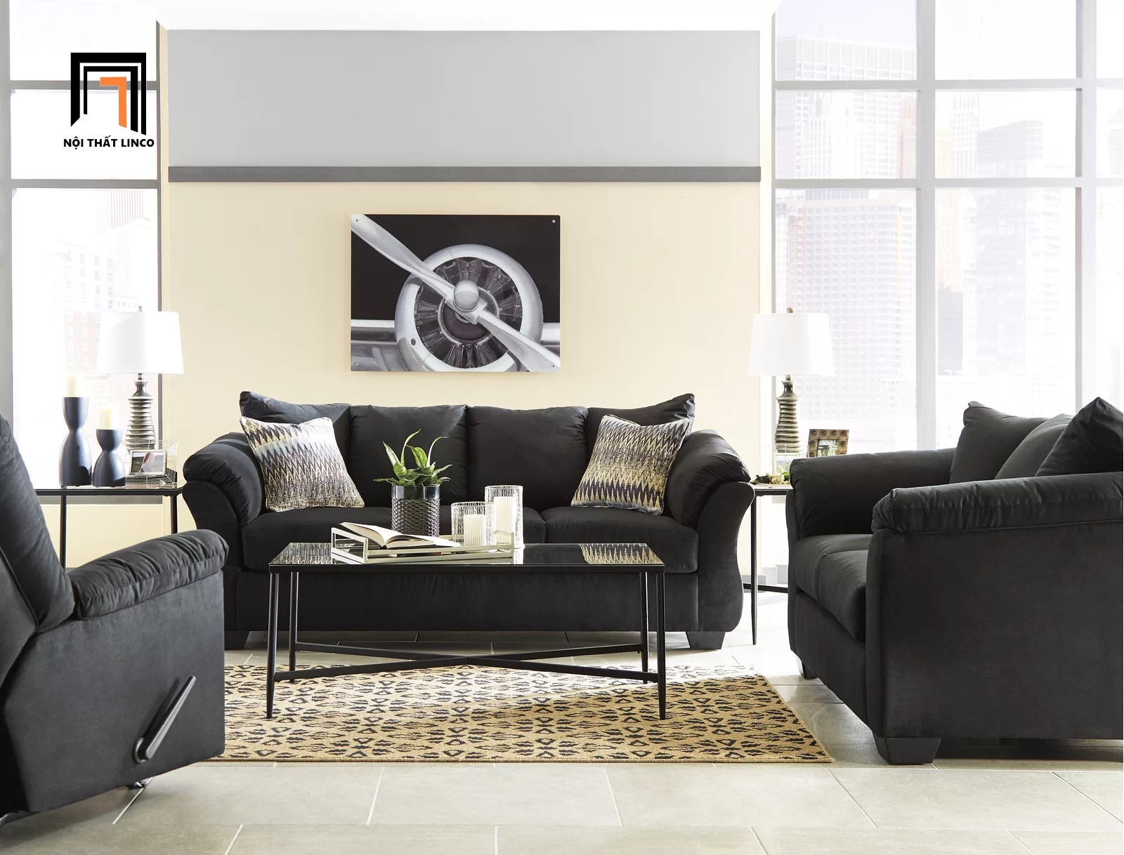 ghế sofa xám đen
