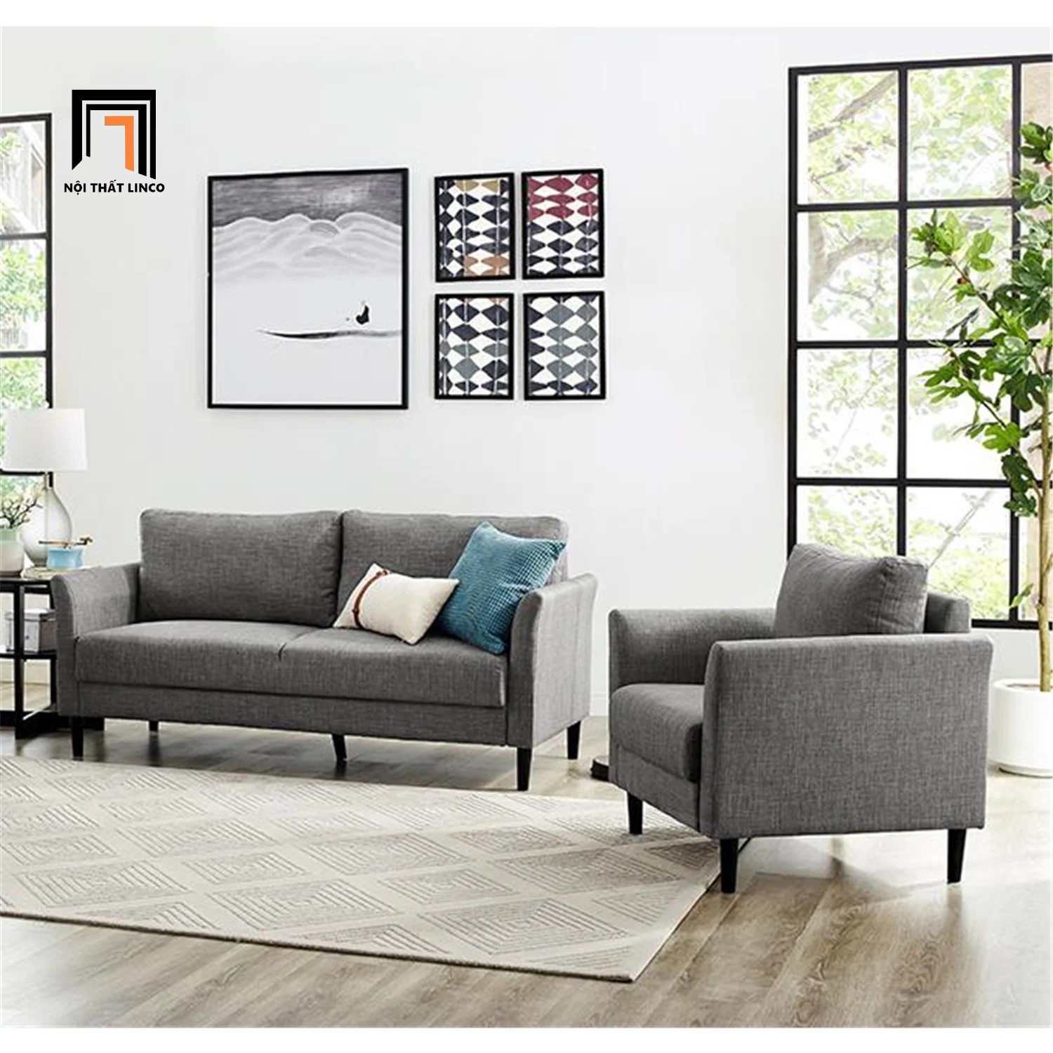 bộ ghế sofa xám đậm