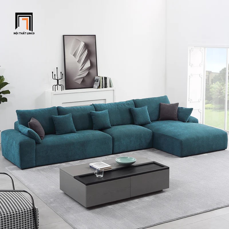 sofa góc xanh ngọc