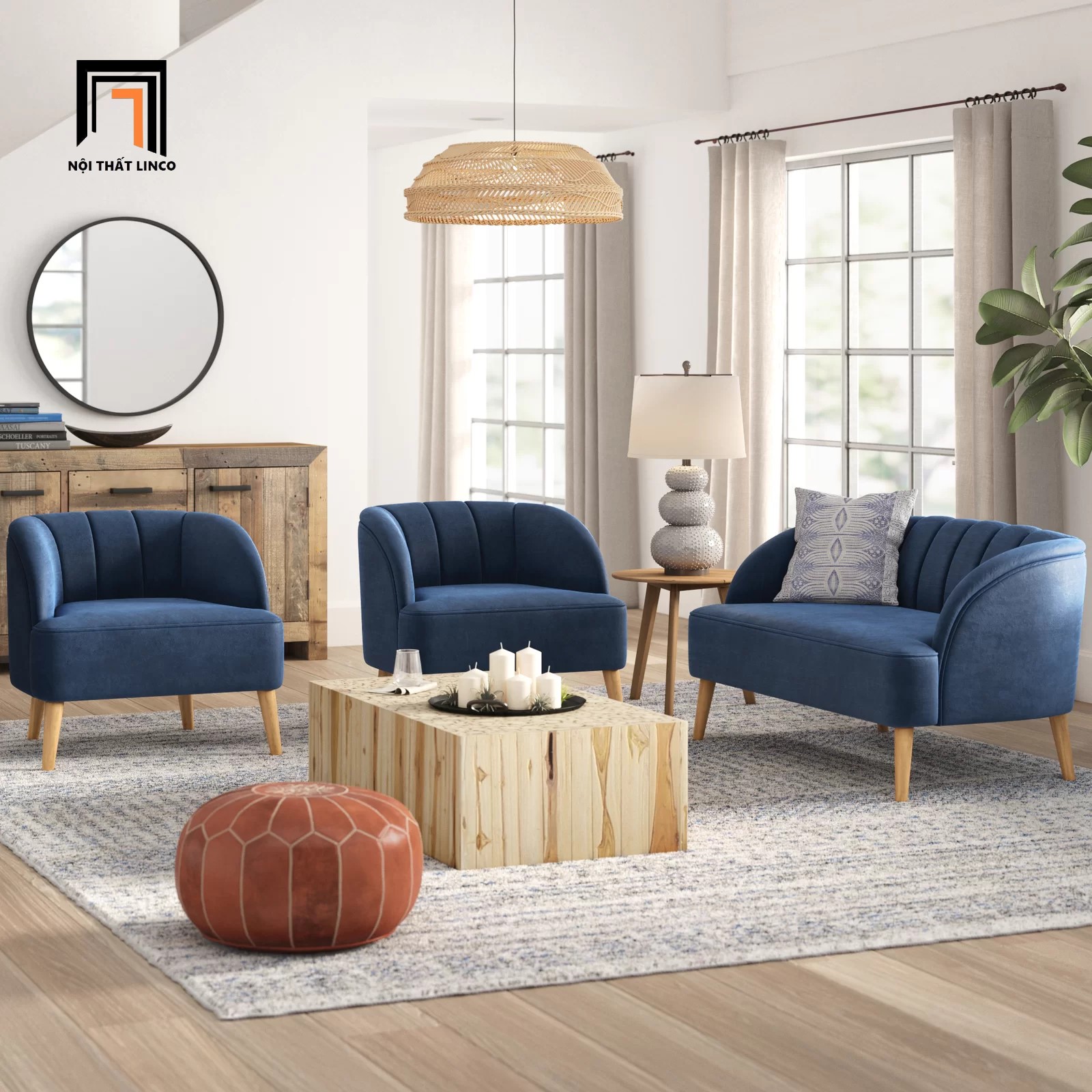 set ghế sofa xanh đậm