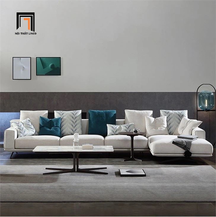 sofa góc xám trắng