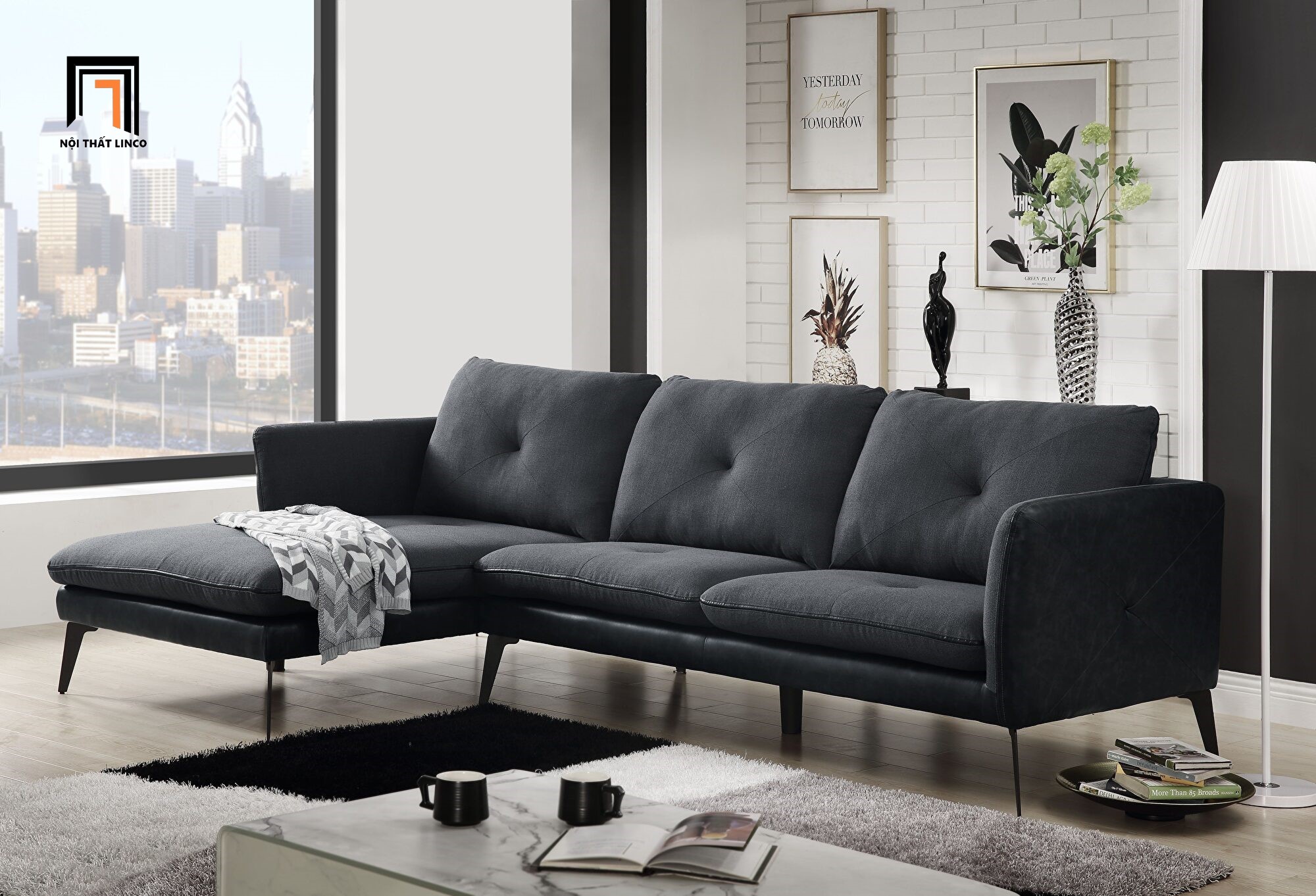 bộ ghế sofa xám đậm