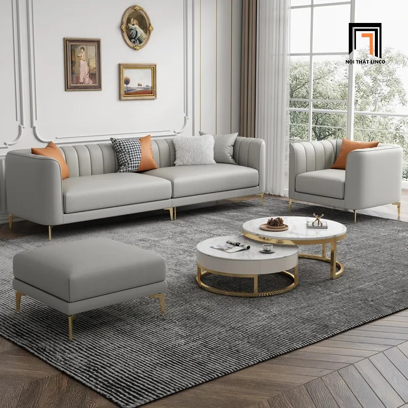 bộ ghế sofa da xám