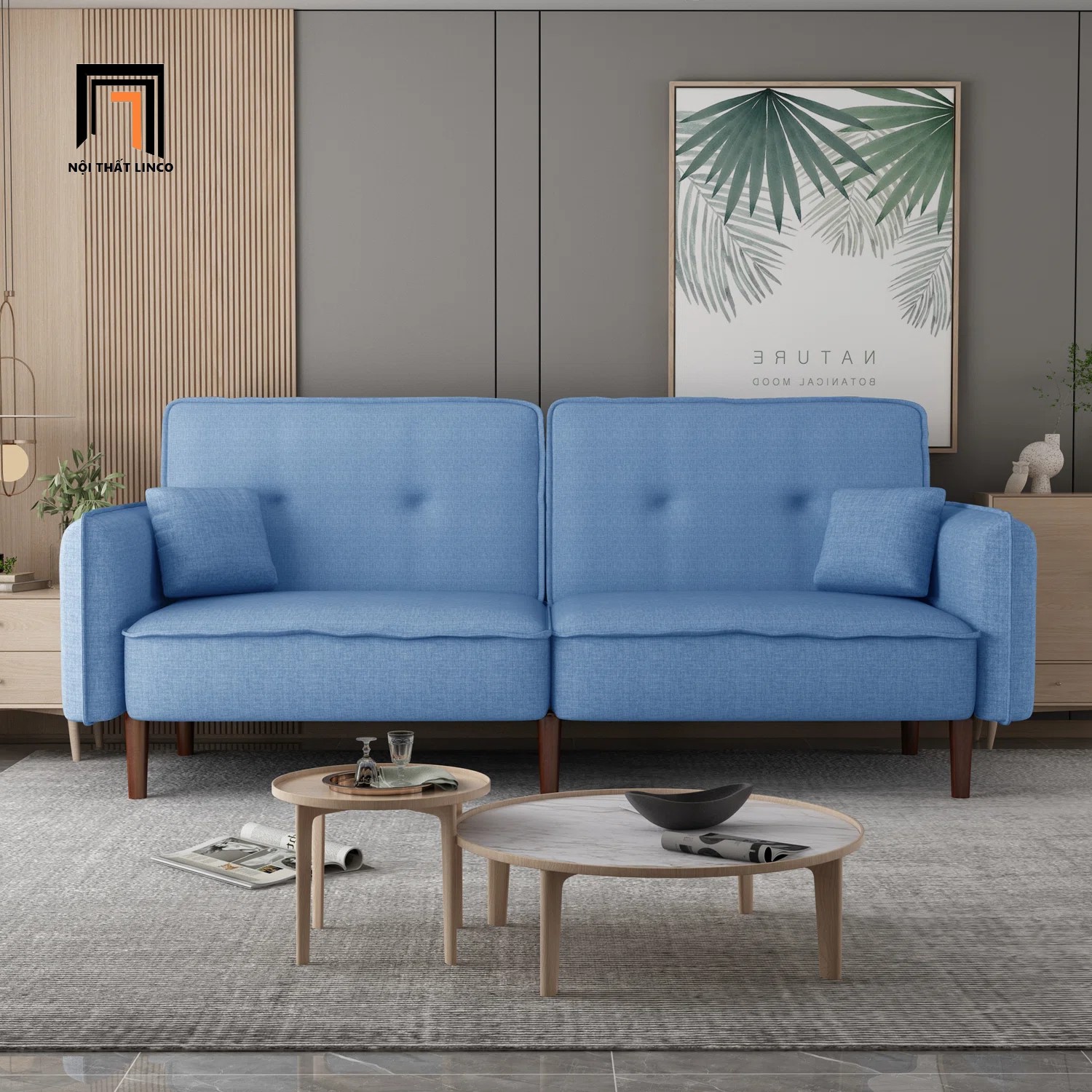 sofa giường xanh dương