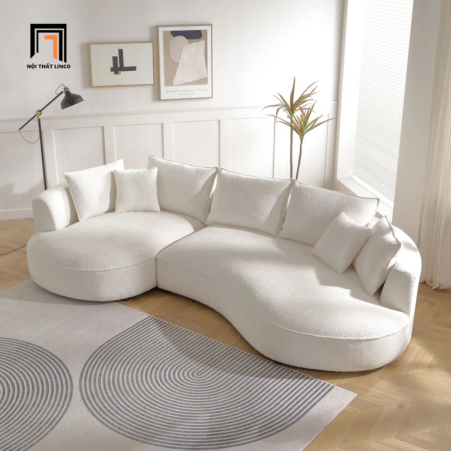 bộ ghế sofa trắng kem