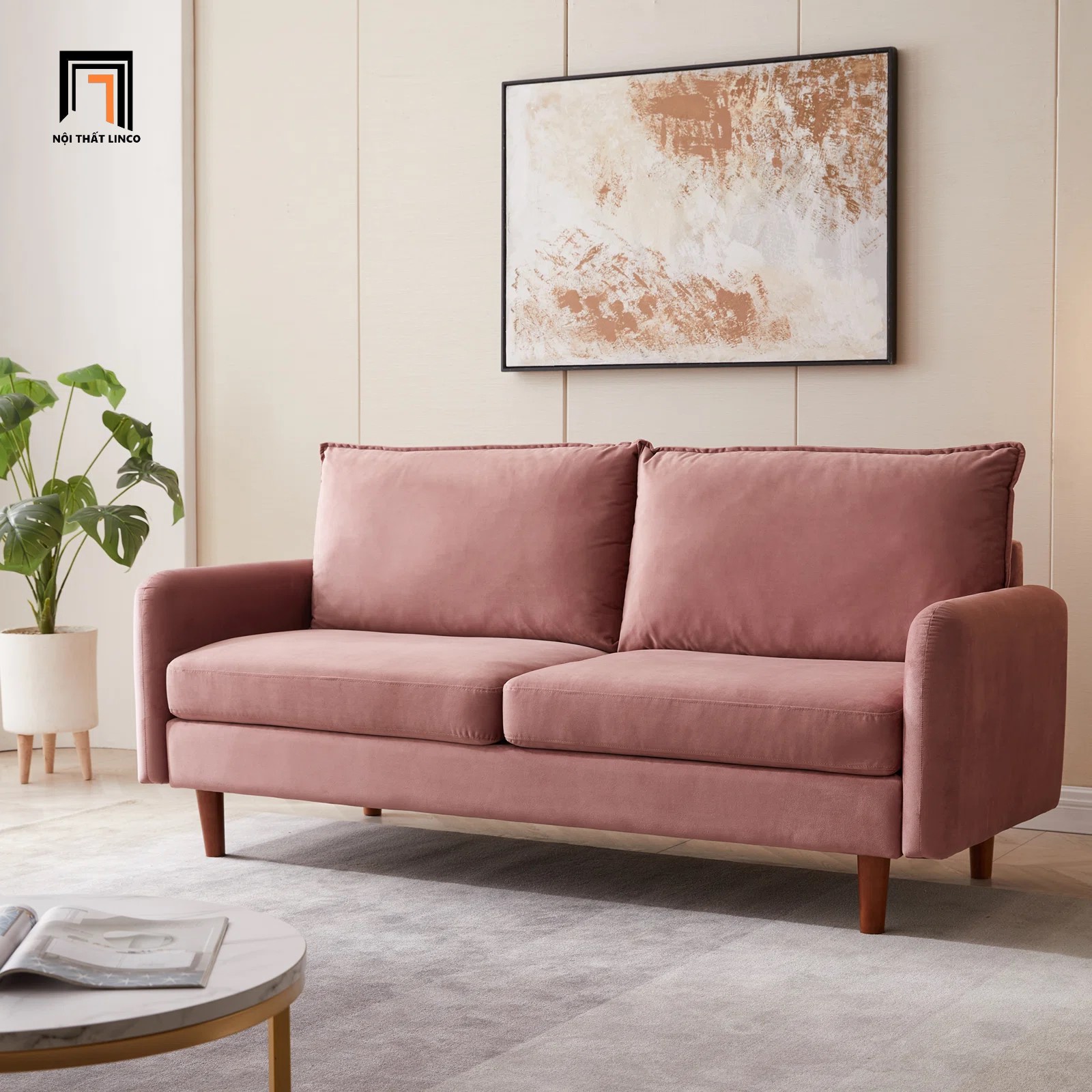 sofa băng màu hồng